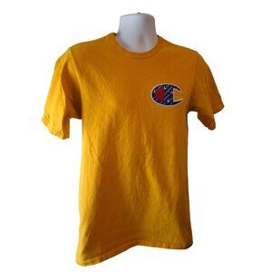 Vintage Champion Logo T-Shirt Men's Medium Yellow